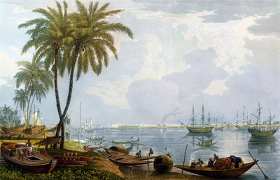 Vue de Calcutta, depuis un point en face de Kidderpore, 1837, gravé par Robert Havell le Jeune - James Baillie Fraser