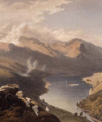 Grasmere depuis Langdale Fell, détail du lac, de "The English Lake District", 1853 - James Baker Pyne