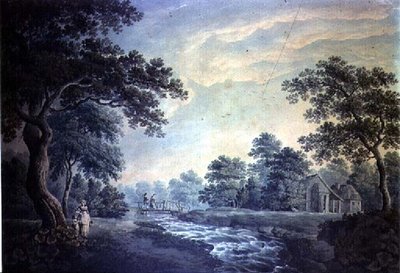 Paysage avec ruisseau et pont - James Bayes