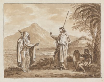 Vieil homme, guerrier et garçon dans un paysage classique - James Bruce
