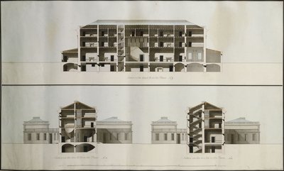 Dessins pour une maison néoclassique pour Lord Charleville : Trois sections - James Byres