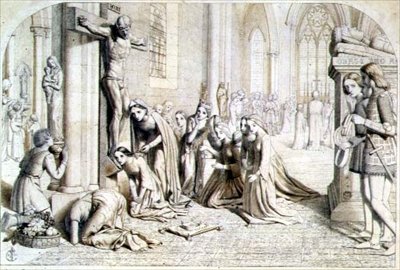 Un incident dans la vie de Sainte Élisabeth de Hongrie - Étude compositionnelle, 1850 - James Collinson