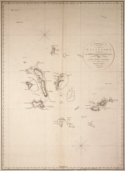 Carte des Galapagos, relevée sur le navire marchand 