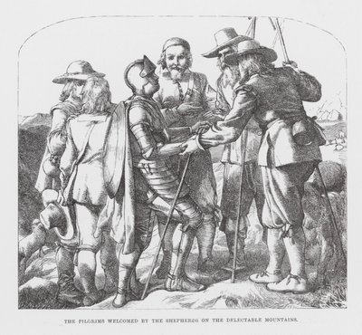 Les pèlerins accueillis par les bergers sur les montagnes délectables (gravure) - James Dawson Watson