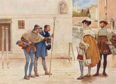 Le Marchand de Venise de Shakespeare : Bassanio, Lorenzo, Old Gobbo et Launcelot Gobbo - James Dromgole Linton