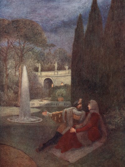Le Marchand de Venise de Shakespeare : Lorenzo et Jessica (lithographie en couleur) - James Dromgole Linton