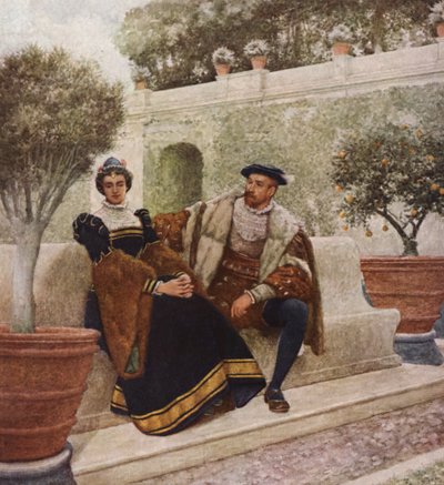 Le Marchand de Venise de Shakespeare : Lorenzo et Jessica (lithographie en couleur) - James Dromgole Linton