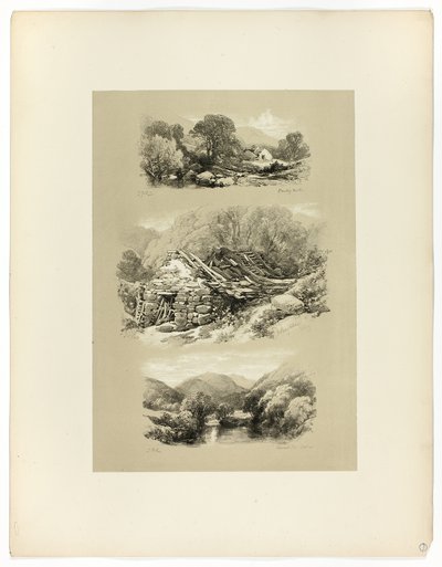 Moulin de Pandy, Church Pool, et un autre sujet, de Sélections pittoresques - James Duffield Harding