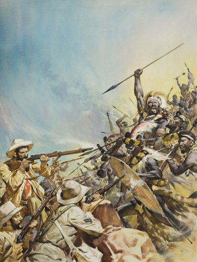 Les Boers combattant les autochtones (gouache sur papier) - James Edwin McConnell