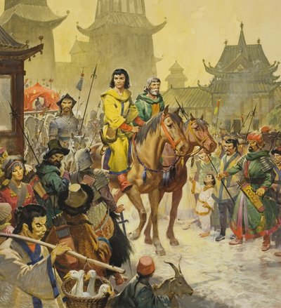 Marco Polo à Pékin, 20e siècle (gouache sur papier) - James Edwin McConnell
