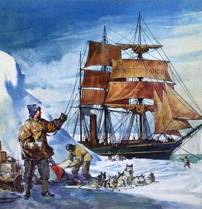 Le Terra Nova en Antarctique (gouache sur papier) - James Edwin McConnell