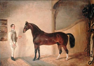 Palefrenier avec chasseur sur le domaine de Tredegar, Monmouthshire - James Flewitt Mullock