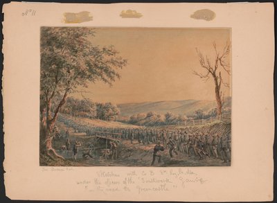 Esquisses avec la Co. B, 8e régiment Pa. Ma. sous les officiers de l