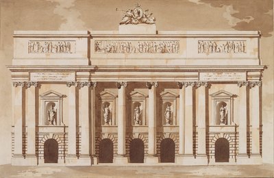 Élévation pour la façade ouest de la Chambre du Parlement, Dublin, vers 1787 - James Gandon