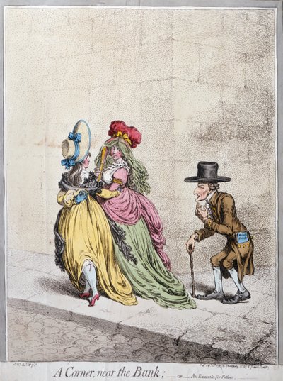 Un coin près de la banque, ou un exemple pour les pères, publié par Hannah Humphrey - James Gillray
