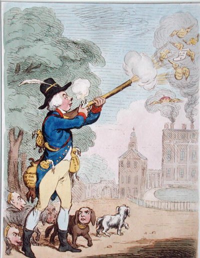 Un Bon Coup, ou Billy-Ranger le Garde-Chasse dans un beau pays de chasse, publié par Hannah Humphrey en 1792 - James Gillray