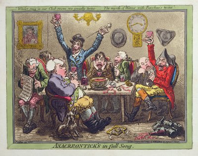 Anacreontick en plein chant, publié par Hannah Humphrey en 1801 (eau-forte, gravure avec aquatinte et aquarelle) - James Gillray
