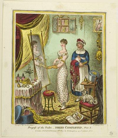 Robe terminée, planche trois du Progrès de la Toilette - James Gillray
