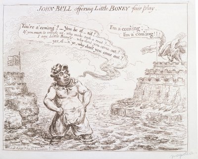John Bull offrant à Little Boney un jeu équitable, publié par Hannah Humphrey en 1803 - James Gillray