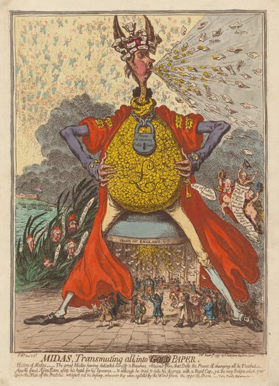 Midas, transformant tout en papier - James Gillray