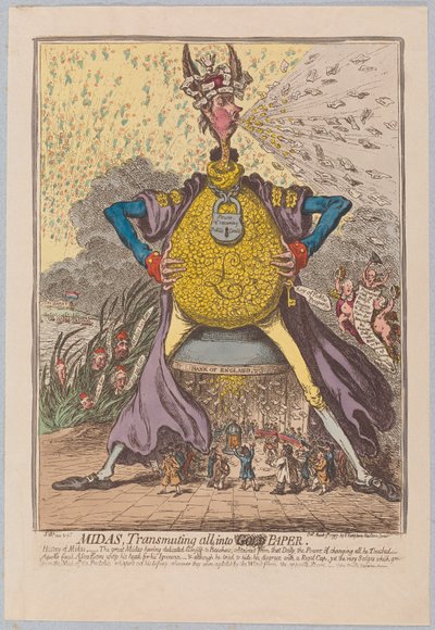 Midas, transformant tout en [or] papier, 1797 - James Gillray