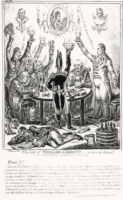 Planche 7, de La Vie de William Cobbett, écrite par lui-même, pub. par H. Humphrey, 1809 - James Gillray
