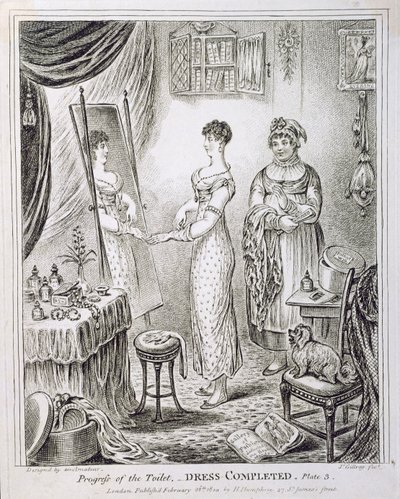 Progression de la toilette, ou habillage terminé, publié par Hannah Humphrey en 1810 - James Gillray