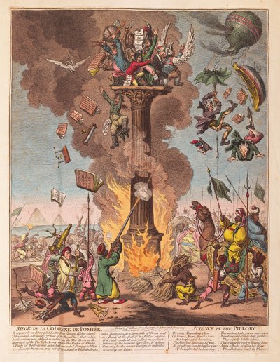 Siège de la colonne de Pompée, la science au pilori, 1799 - James Gillray