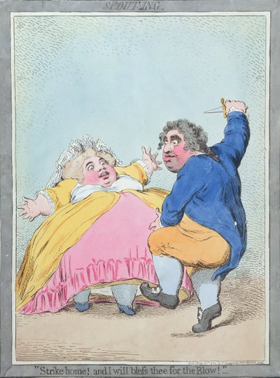 Spouting, publié par Hannah Humphrey en 1792 (eau-forte coloriée à la main) - James Gillray