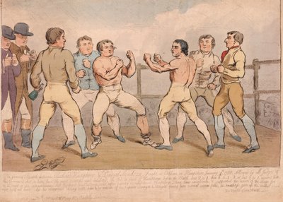 La célèbre bataille entre Richard Humphreys et Daniel Mendoza, 9 janvier 1788, pub. 1788 - James Gillray