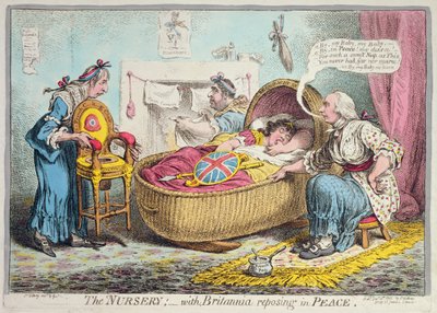 La crèche ! avec Britannia reposant en paix, publié par Hannah Humphrey en 1802 (eau-forte coloriée à la main) - James Gillray