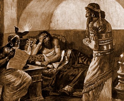 Les chroniques sont lues à Assuérus - Bible - James Jacques Joseph after Tissot