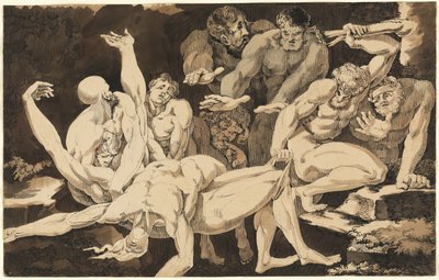 Figures masculines nues portant les corps de leurs compagnons morts - James Jefferys