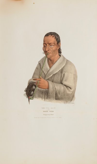 KE-WA-DIN ou le vent du Nord ; un chef Chippeway, tiré du Portfolio autochtone - James Otto Lewis