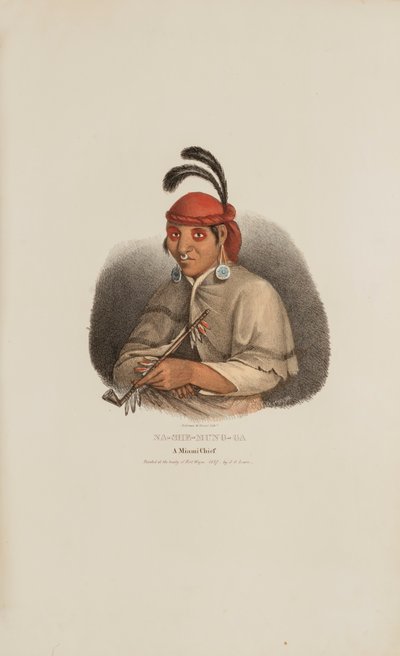 NA-SHE-MUNG-GA, chef des Miamis, extrait du Portfolio autochtone - James Otto Lewis