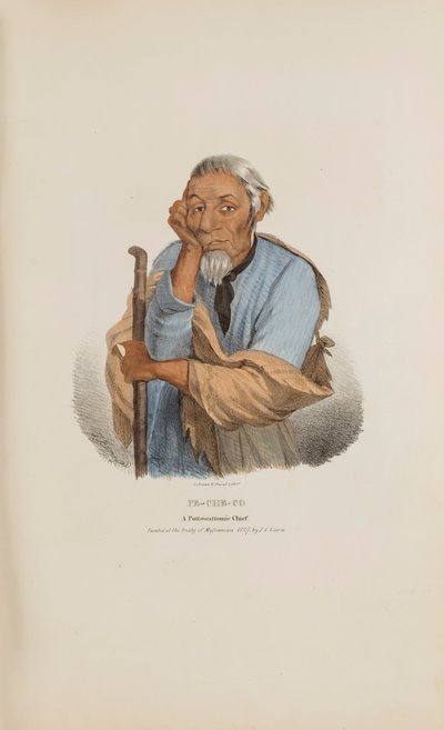 PE-CHE-CO ; Un chef de Pottowattomie, extrait du Portfolio autochtone - James Otto Lewis