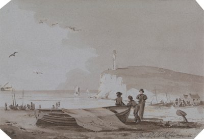 Scène côtière avec Figures, Bateaux, Phare, etc. - James Pattison Cockburn