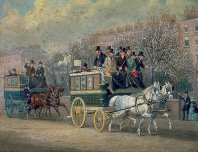 Scène de rue avec deux omnibus, 1845 - James Pollard
