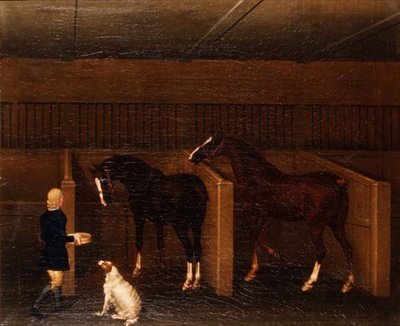 Un palefrenier, des chevaux et un chien dans une écurie - James Seymour