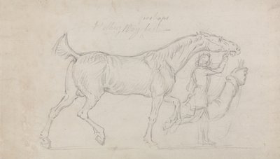 Homme menant un étalon trottant à droite - James Seymour