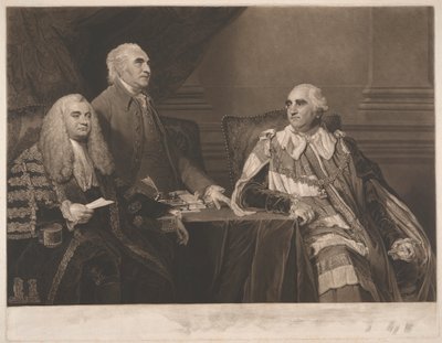 John Dunning, 1er baron Ashburton, avec le colonel Isaac Barre et William Petty, 2e comte de Shelburne, marquis de Lansdowne - James Ward
