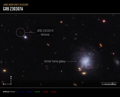 Kilonova et galaxie hôte - James Webb Space Telescope (NASA)