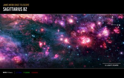 Sagittarius B2 (image MIRI Compass) - James Webb Space Telescope (NASA)
