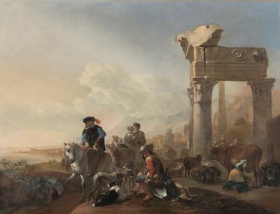 Chasseurs Près des Ruines - Jan Baptist Weenix