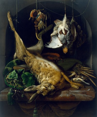 Nature morte avec un lièvre mort, des perdrix et d