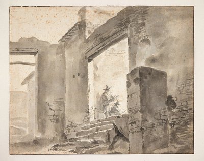 Deux dessinateurs dans une ruine - Jan Baptist Weenix
