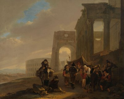 Scène de rue avec ruines romaines - Jan Both