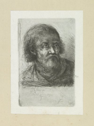 Homme barbu, vers la droite - Jan Chalon