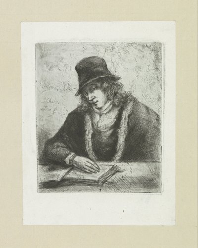 Homme lisant avec un chapeau - Jan Chalon