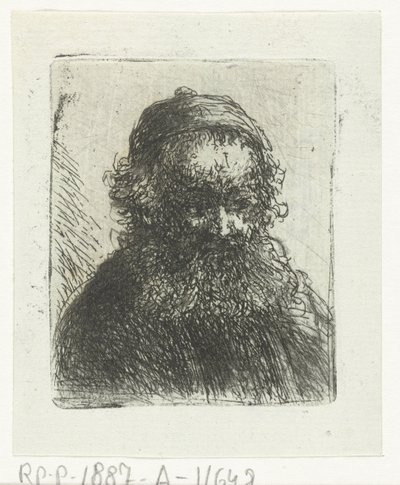 Vieil homme avec barbe et bonnet - Jan Chalon